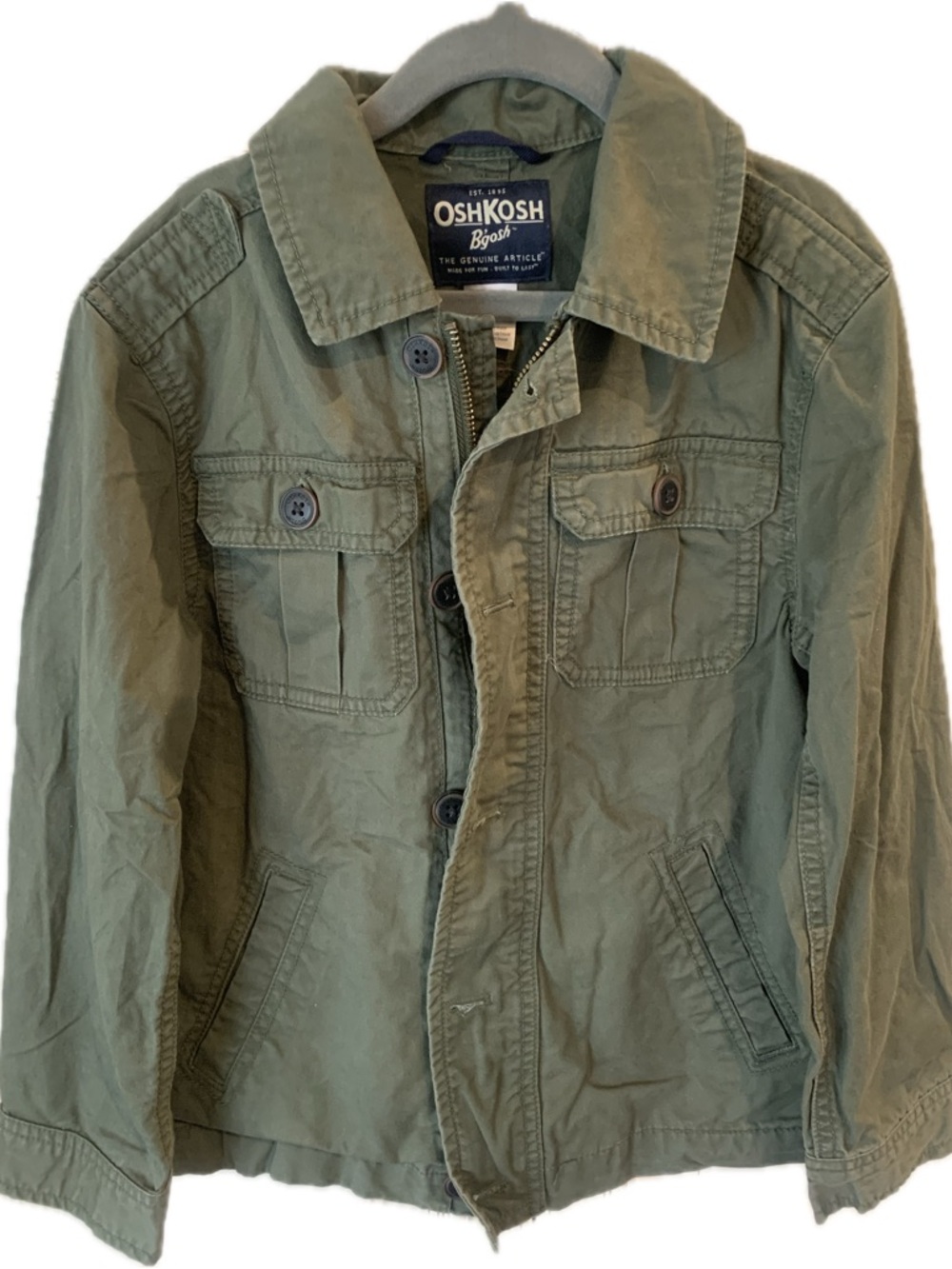 OshKosh B'gosh Olive Military-Style Cotton Jacket Unisex Kids size 7